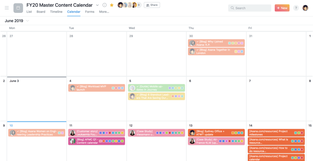 Asana content calendar Asana content calendar