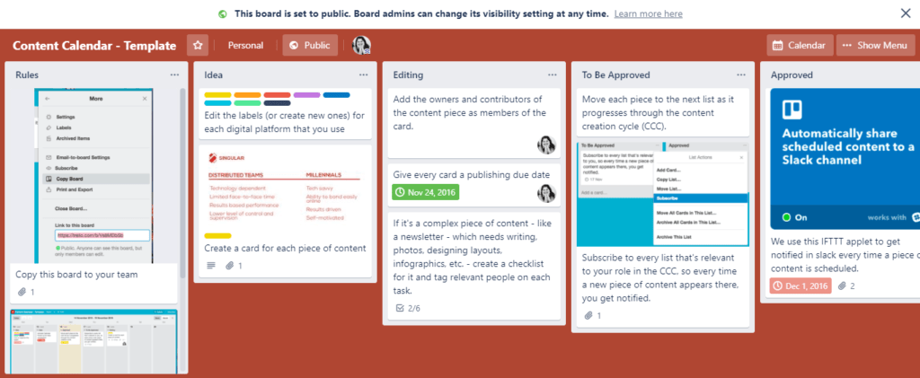 Trello sample content calendar Trello sample content calendar