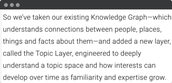 Google confirming topic layer in their blog