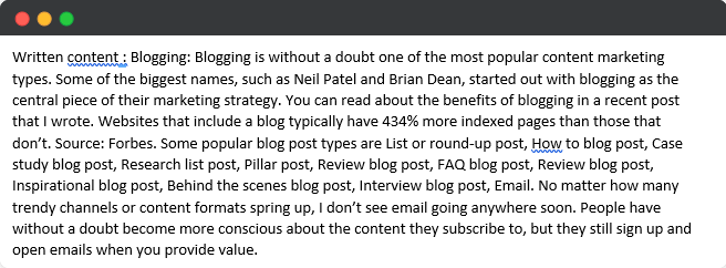 Unformatted text block Unformatted text block example