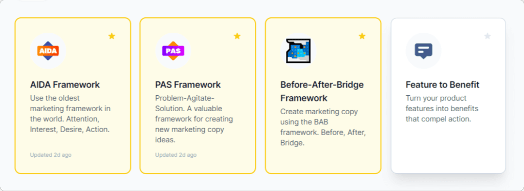 Copywriting frameworks generated by AI writers Copywriting frameworks generated by AI writers