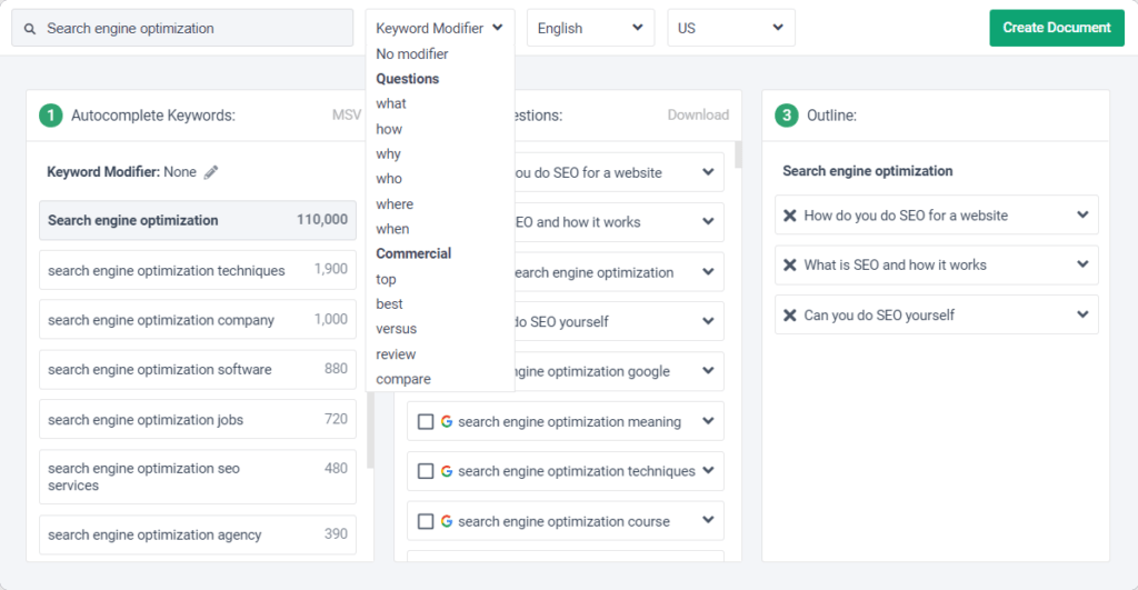 Frase keyword research tool
