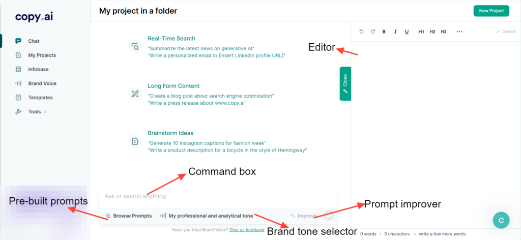 Copy AI chat interface Copy AI chat interface