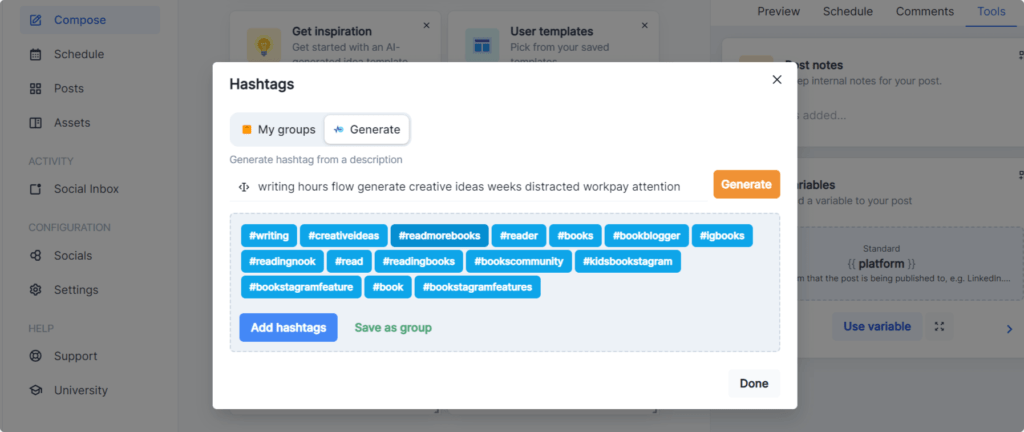 FeedHive AI hashtag generator