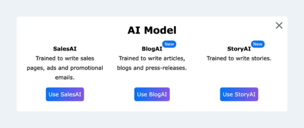 Different AI models Different AI models