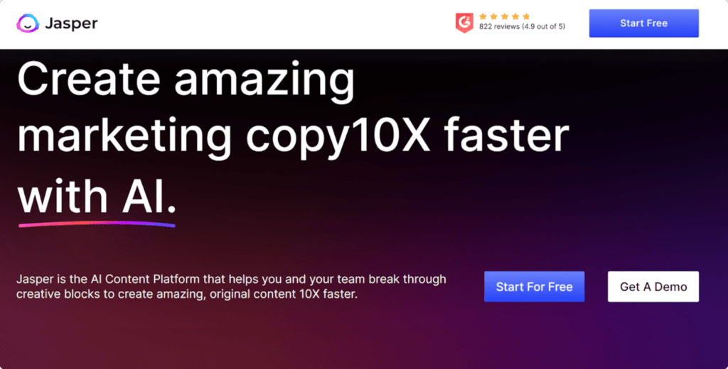 Jasper AI homepage image Jasper AI homepage image