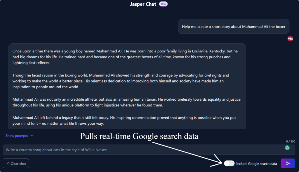 Jasper chat feature Jasper chat feature