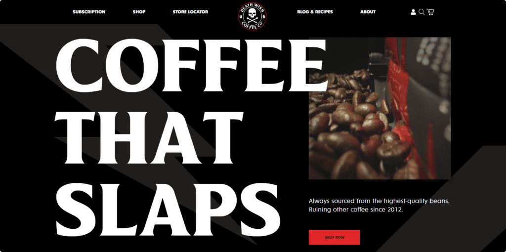 Coffee by death irreverant brand copy example