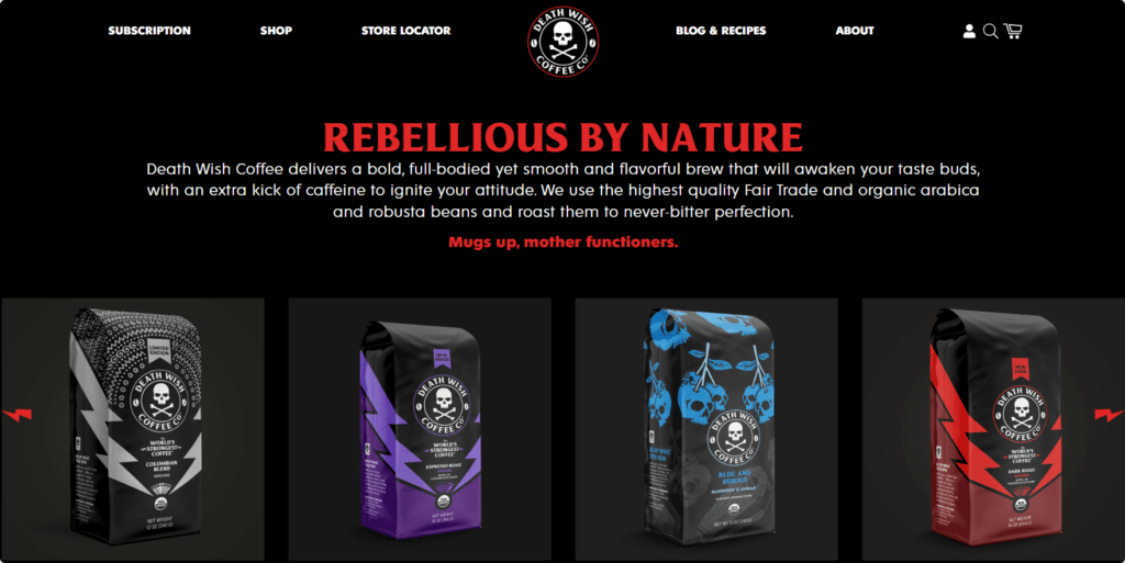 Death Wish website copy