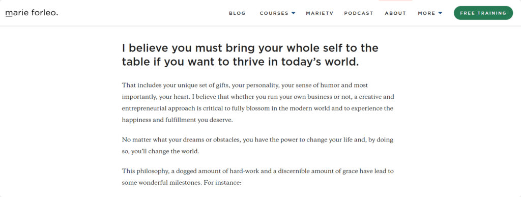 Maries empowering copy