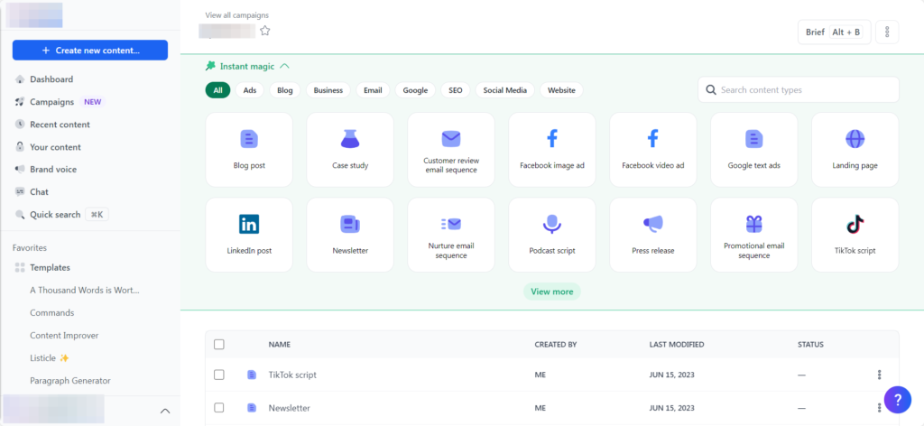 Jasper instant AI generated campaign feature Jasper instant AI-generated campaign feature