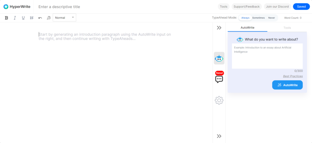 Hyperwrite AutoWrite tool