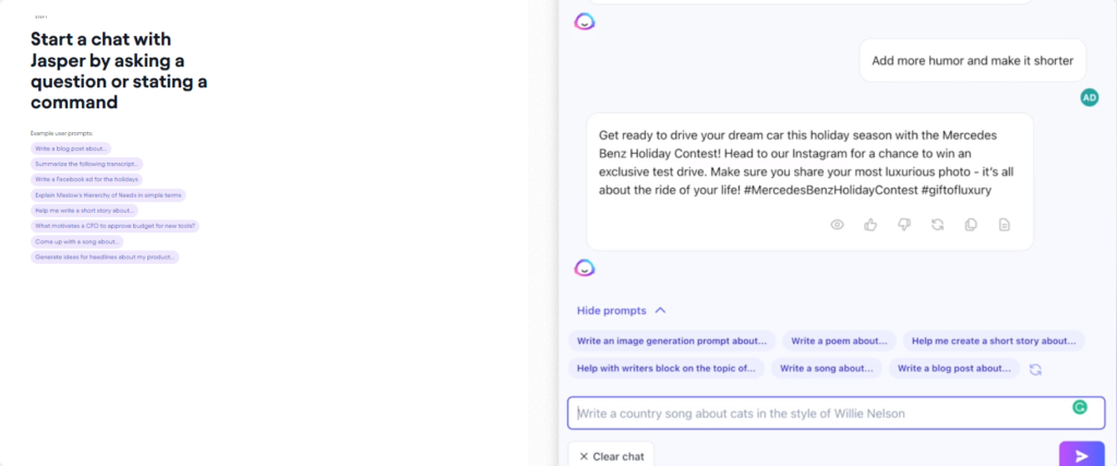 Jasper AI chat feature Jasper AI chat feature