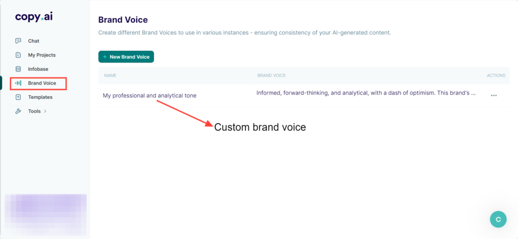 Copy AI brand voice